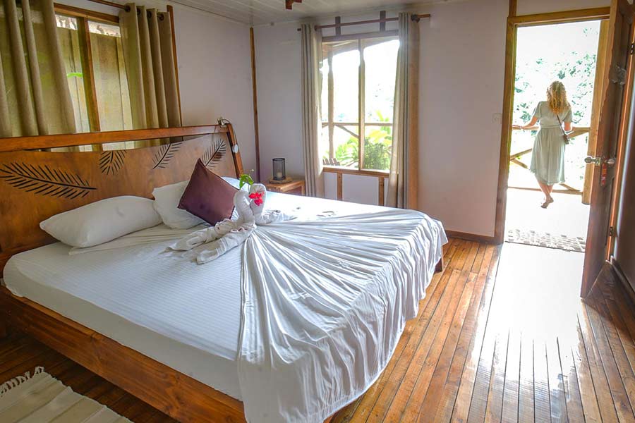 Guests enjoying their room at the Rios Lodge on the Pacuare River
