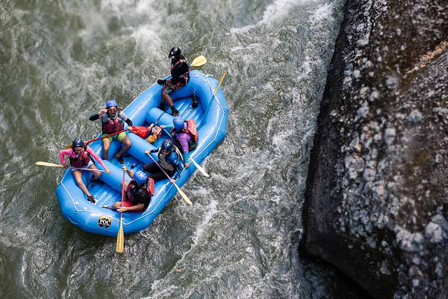 Rafters rafting down the Pacuare River in Costa Rica