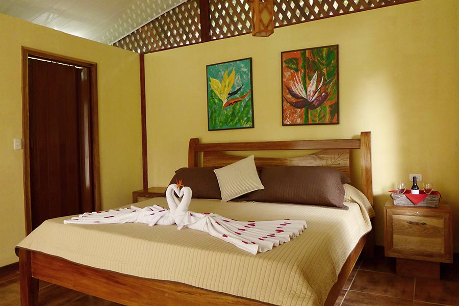 The king-sized bedroom at the Rios Lodge on the Pacuare River in Costa Rica