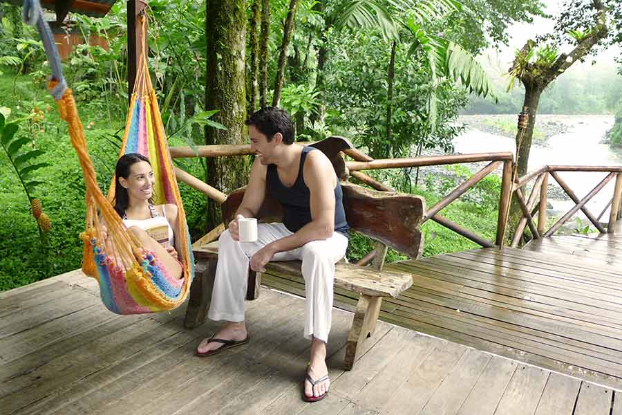 Guests enjoying a Costa Rica Honeymoon at Rios Lodge on the Pacuare River