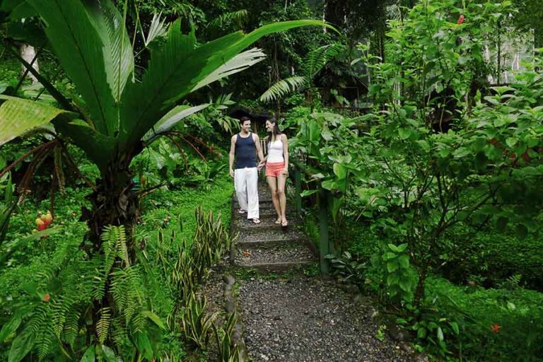 Guests enjoying the Rios Lodge grounds on a Costa Rica Honeymoon